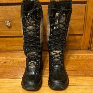 UGG Adirondack Tall Leather & Shearling Ombré Winter Boots — Rare Color Way